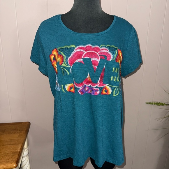 Soft Surroundings • Love Embroidered Tee - Picture 2 of 10